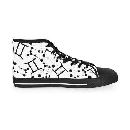Men's High Top Sneakers, Breathable polyester canvas, Gemini Zodiac Design