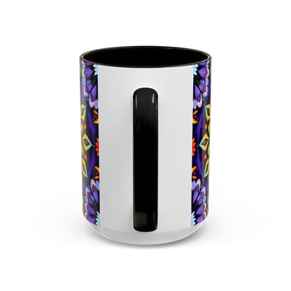 Accent Coffee Mug, Sagittarius, Zodiac v1. Flower Pattern, (11, 15oz)