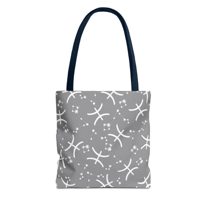 Tote Bag, Pisces Zodiac Sign, AOP, (Grey, White)
