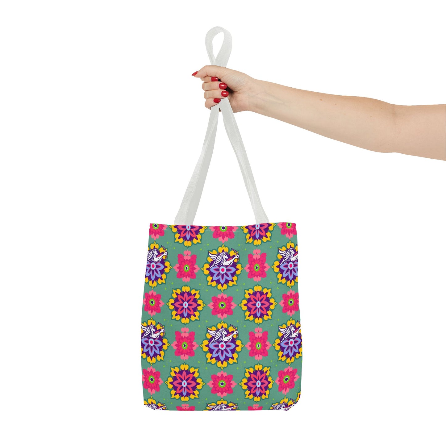 Tote Bag, (AOP), Sagittarius, Zodiac v4, Flower Pattern