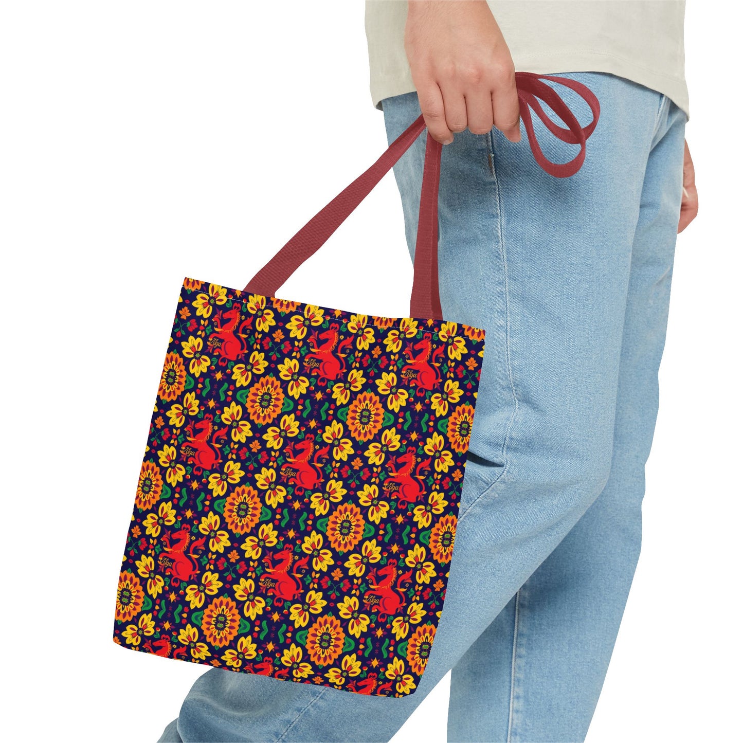 Tote Bag (AOP), Virgo, Zodiac, Flower Pattern