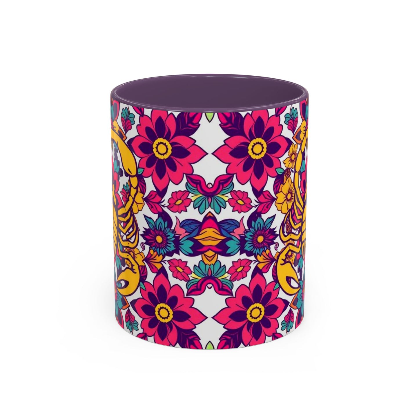 Accent Coffee Mug, Scorpio, Zodiac v2. Flower Pattern, (11, 15oz)