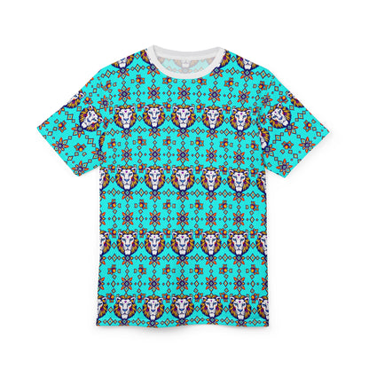 Unisex Cut & Sew T-Shirt, (AOP), Leo, Zodiac v4, Jewels Pattern