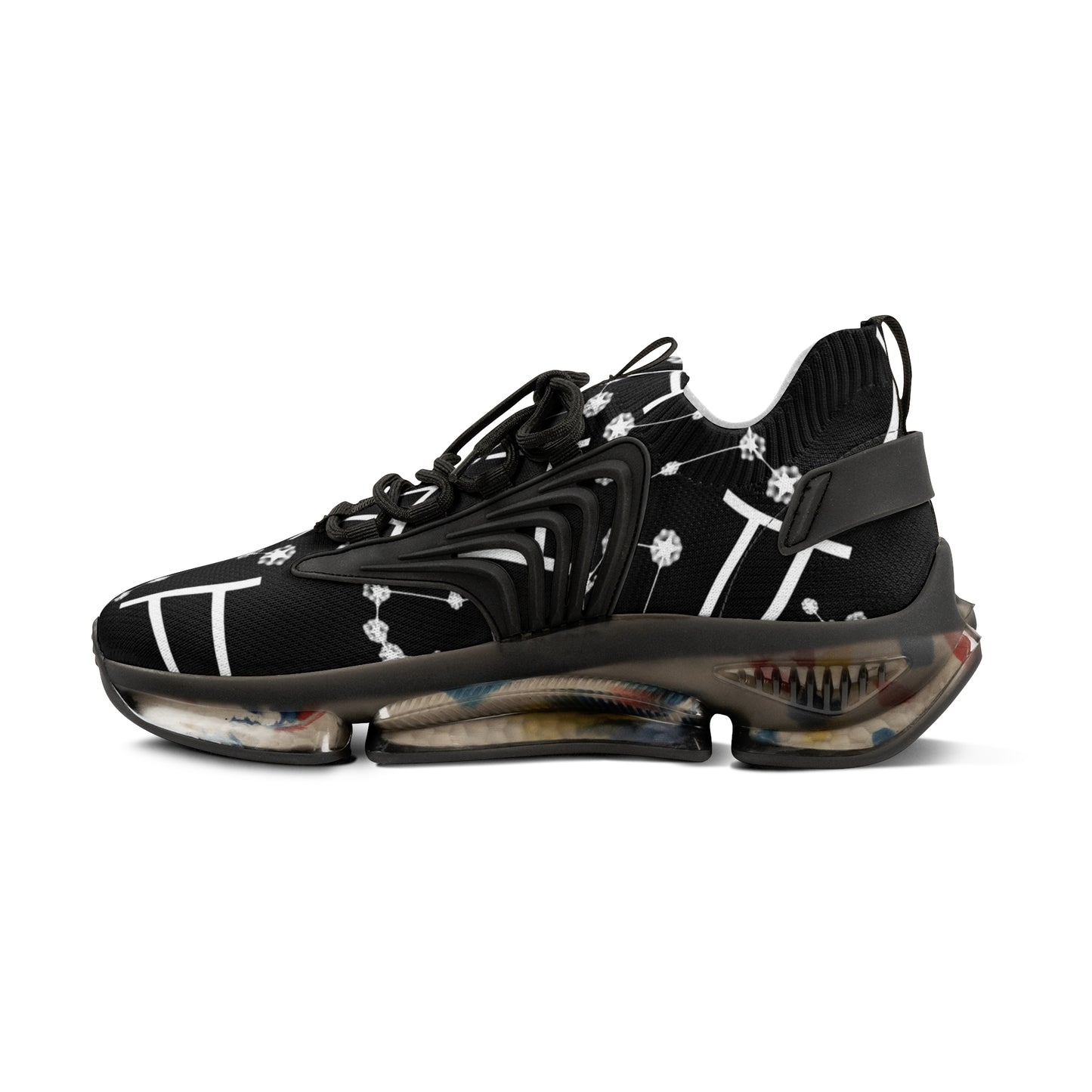 Men's Mesh Sneakers, Gemini Zodiac Sign, AOP, Black