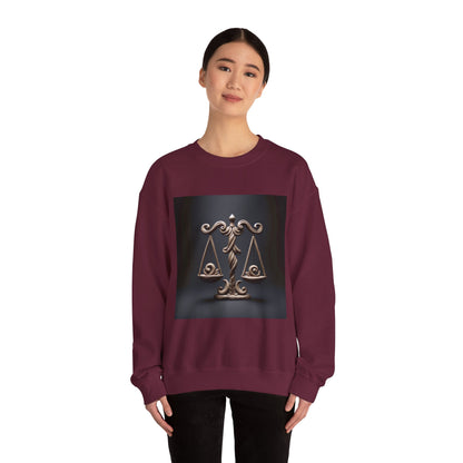 Unisex Heavy Blend™ Crewneck Sweatshirt, Brown Scale, Libra Zodiac Design