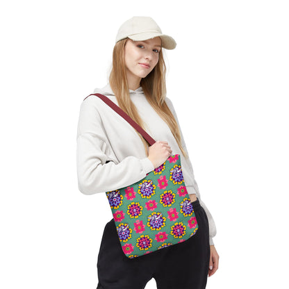 Tote Bag, (AOP), Sagittarius, Zodiac v4, Flower Pattern