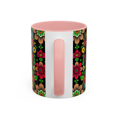 Accent Coffee Mug, Gemini, Zodiac v4, Flower Pattern, (11, 15oz)