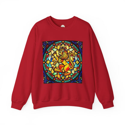 Unisex Heavy Blend™ Crewneck Sweatshirt, Glass 1, Leo Zodiac Design