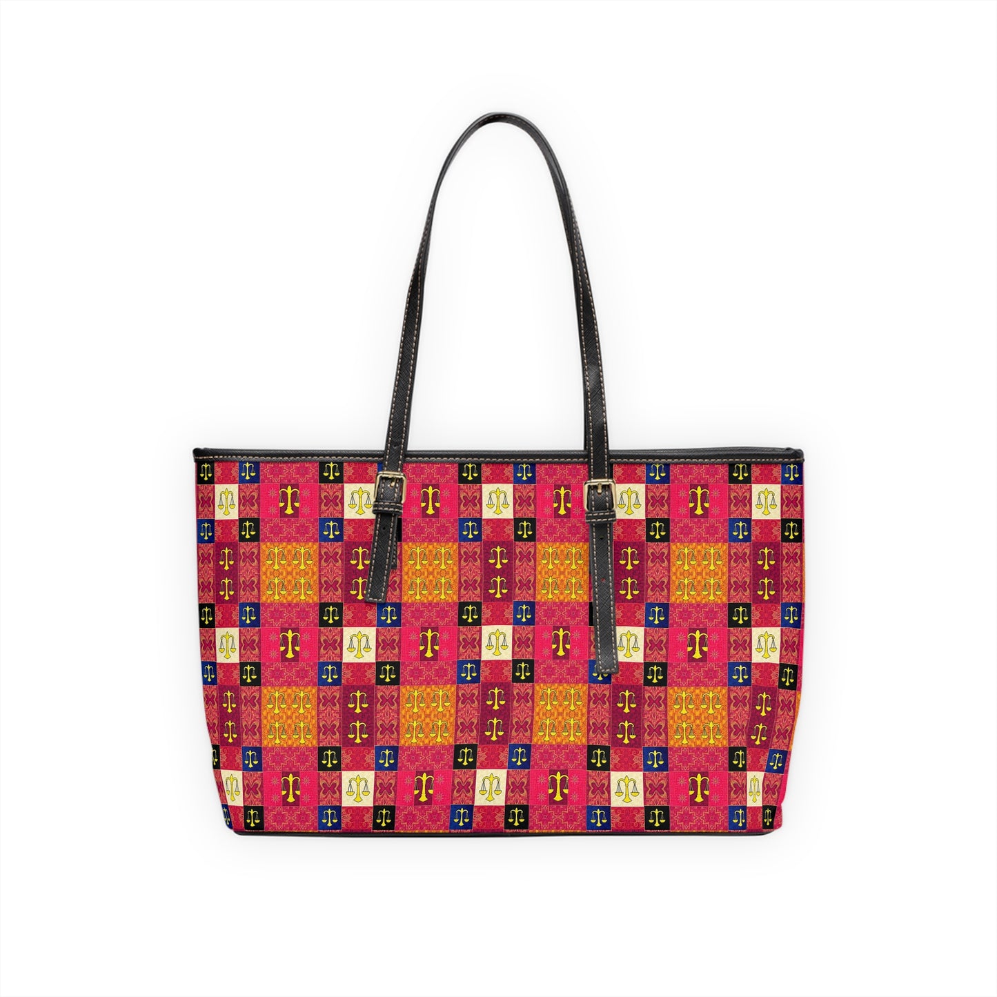 Leather Shoulder Bag, Libra, Zodiac v2, Shapes Pattern