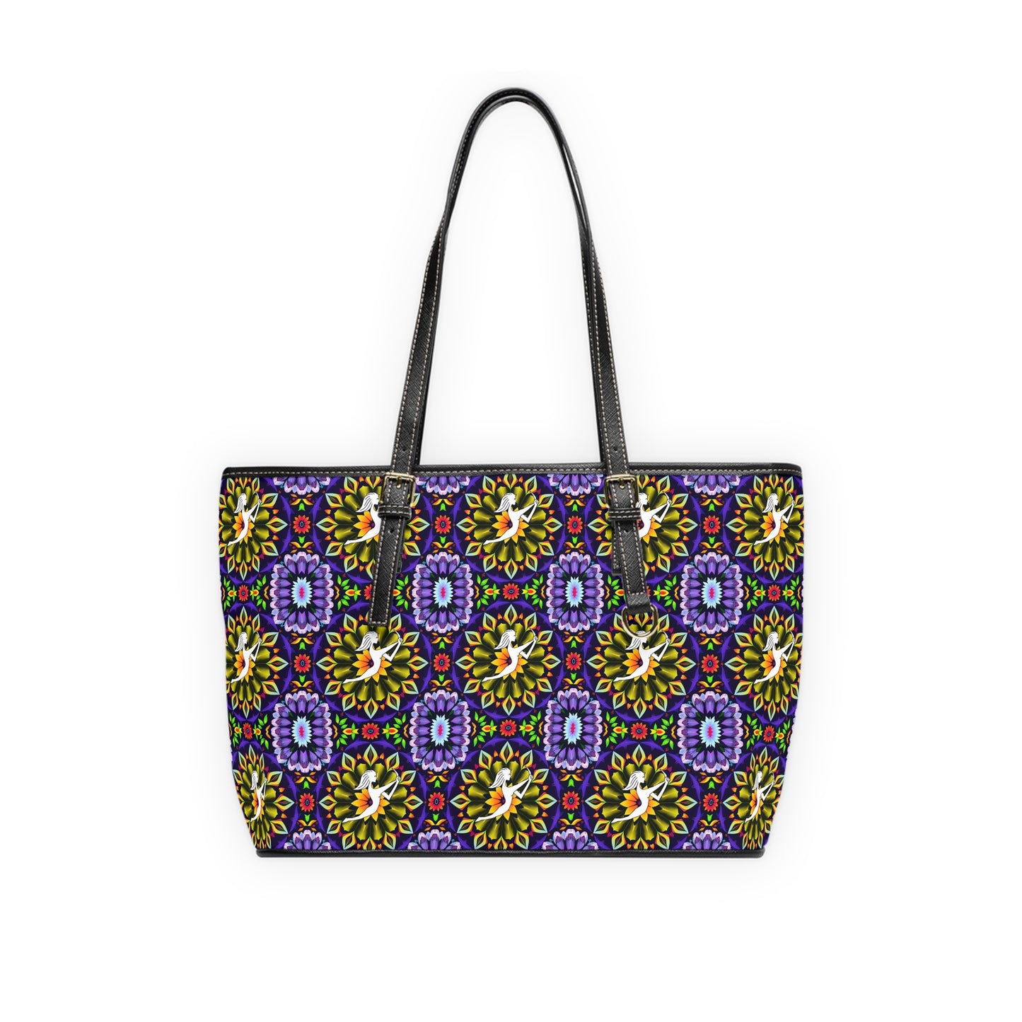 Leather Shoulder Bag, Sagittarius, Zodiac v2, Flower Pattern