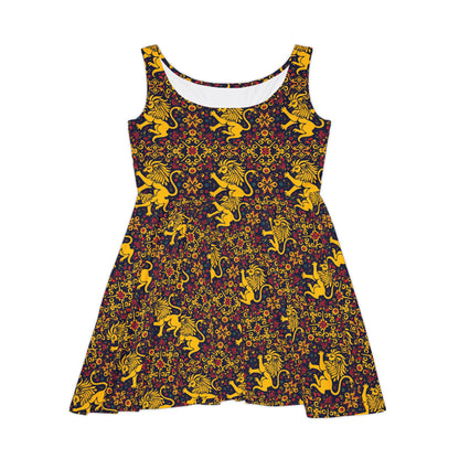 Women's Skater Dress, AOP, Zodiac v1, Leo, Pattern