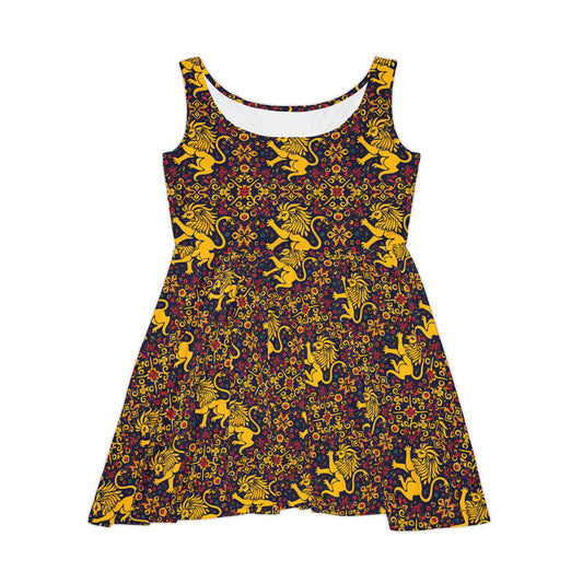 Women's Skater Dress, AOP, Zodiac v1, Leo, Pattern