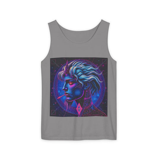Unisex Garment-Dyed, Tank Top, Gemini, Pop Art v1, 100% US cotton