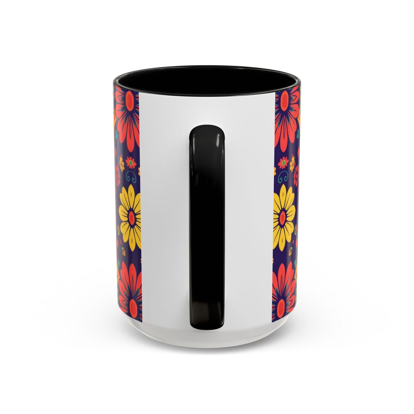 Accent Coffee Mug, Leo, Zodiac v3, Flower Pattern, (11, 15oz)