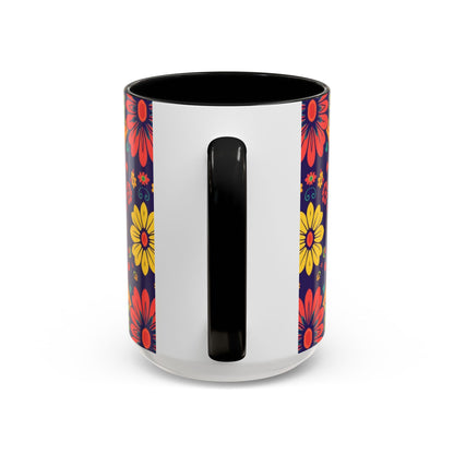 Accent Coffee Mug, Leo, Zodiac v3, Flower Pattern, (11, 15oz)