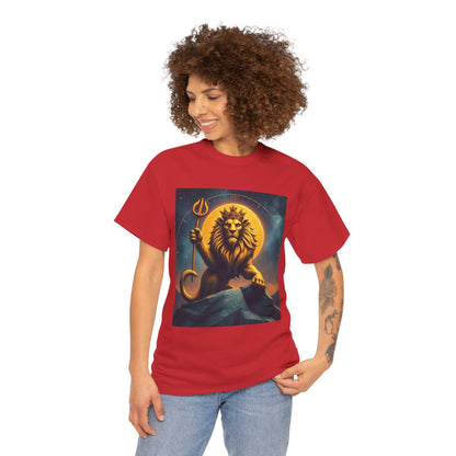 Unisex Heavy Cotton T-Shirt, King of Lions v2, Leo Zodiac Design