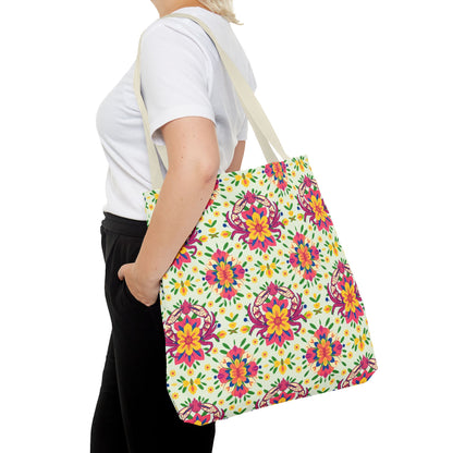 Tote Bag (AOP), Cancer, Zodiac v1, Flower Pattern