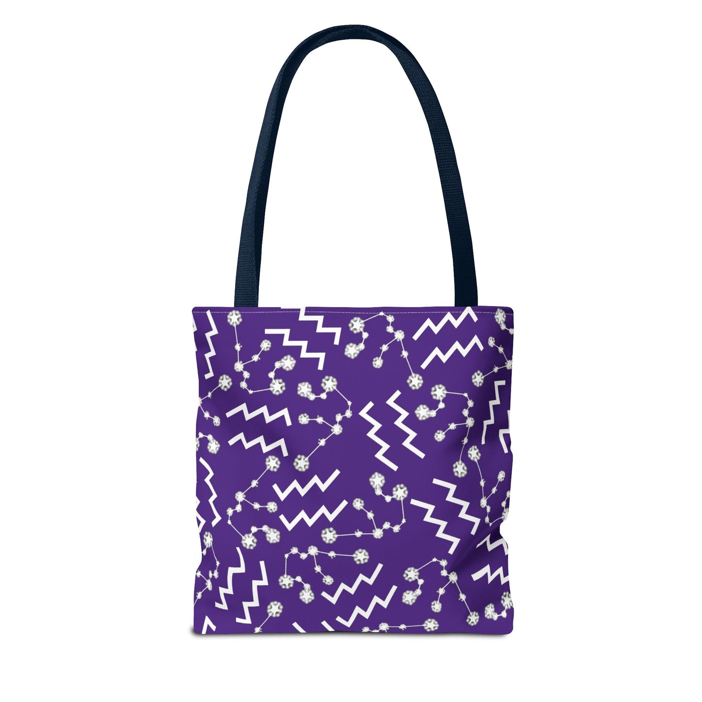 Tote Bag, Aquarius Zodiac Sign, AOP, (Purple, White)