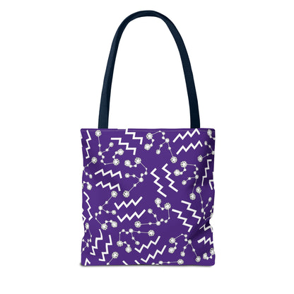 Tote Bag, Aquarius Zodiac Sign, AOP, (Purple, White)