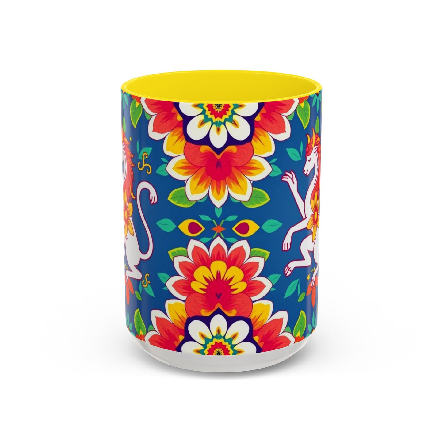 Accent Coffee Mug, Virgo, Zodiac v3. Flower Pattern, (11, 15oz)