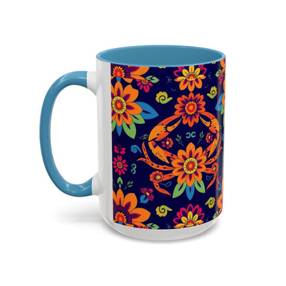 Accent Coffee Mug, Cancer, Zodiac, Flower Pattern, (11, 15oz)