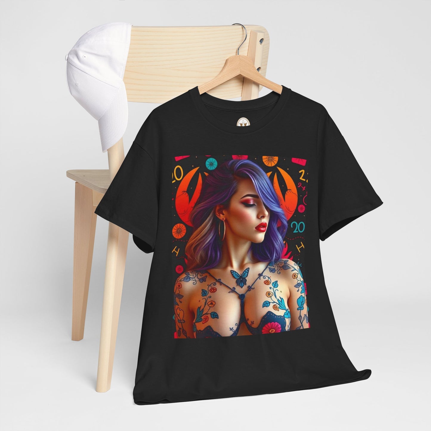 Unisex Heavy Cotton T-Shirt, Cancer, Zodiac, Sexy Art