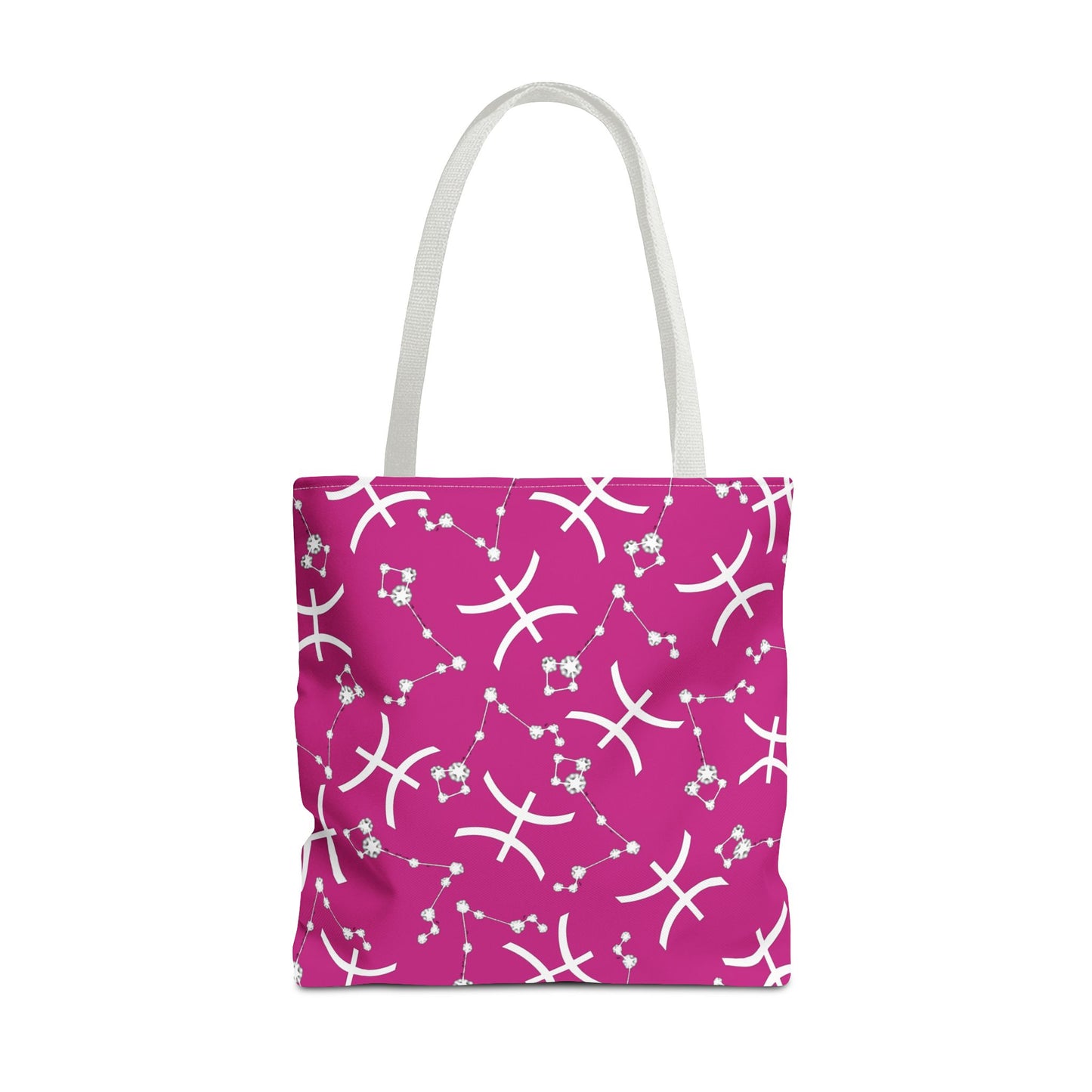 Tote Bag, Pisces Zodiac Sign, AOP, (Pink, White)