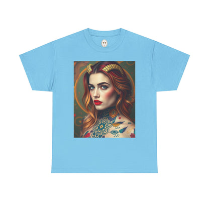 Unisex Heavy Cotton T-Shirt, Capricorn, Zodiac v3, Sexy Art