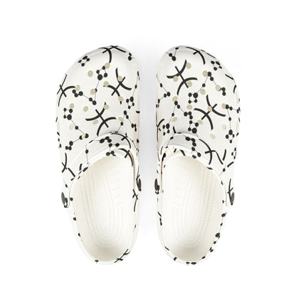 EVA Foam Rubber Shoes (AOP), Material 100% EVA, Pisces Zodiac Design
