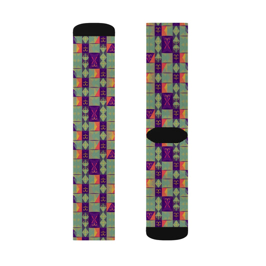 Sublimation Socks, Aquarius, Zodiac v2, Shapes Pattern