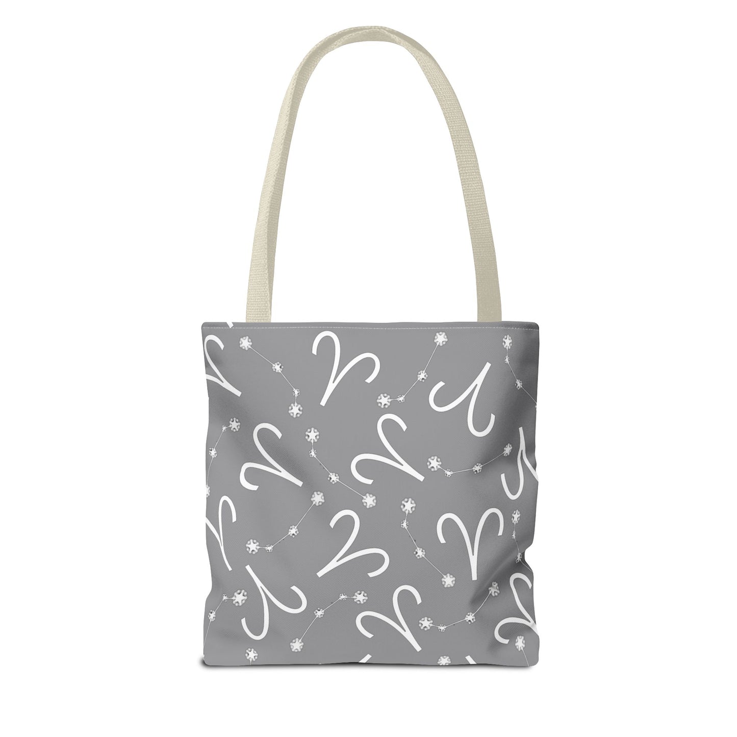 Tote Bag, Aries Zodiac Sign, AOP, (Grey, White)