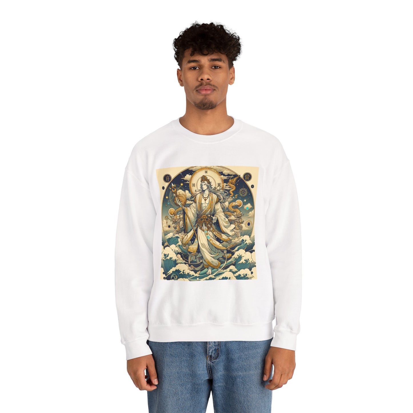 Unisex Heavy Blend™ Crewneck Sweatshirt, Anime Capricorn God,  Zodiac Design