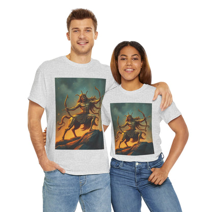 Unisex Heavy Cotton T-Shirt, Arrow Centaur v1, Sagittarius Zodiac Design