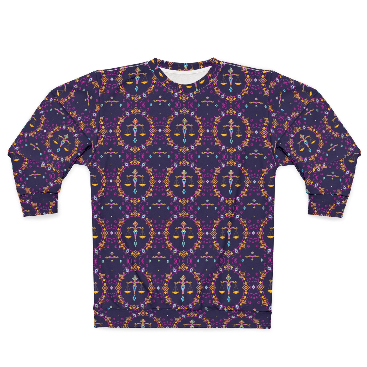 Unisex Sweatshirt (AOP), Libra, Zodiac v4, Jewel Pattern