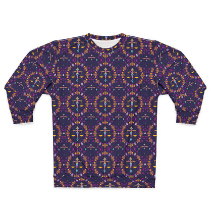 Unisex Sweatshirt (AOP), Libra, Zodiac v4, Jewel Pattern