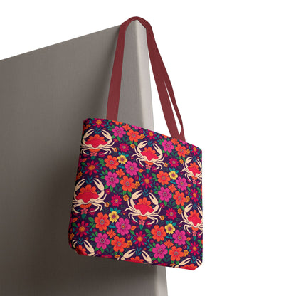 Tote Bag, (AOP), Cancer, Zodiac v5, Flower Pattern