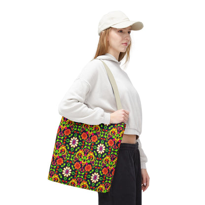 Tote Bag (AOP), Aries, Zodiac, Flower Pattern