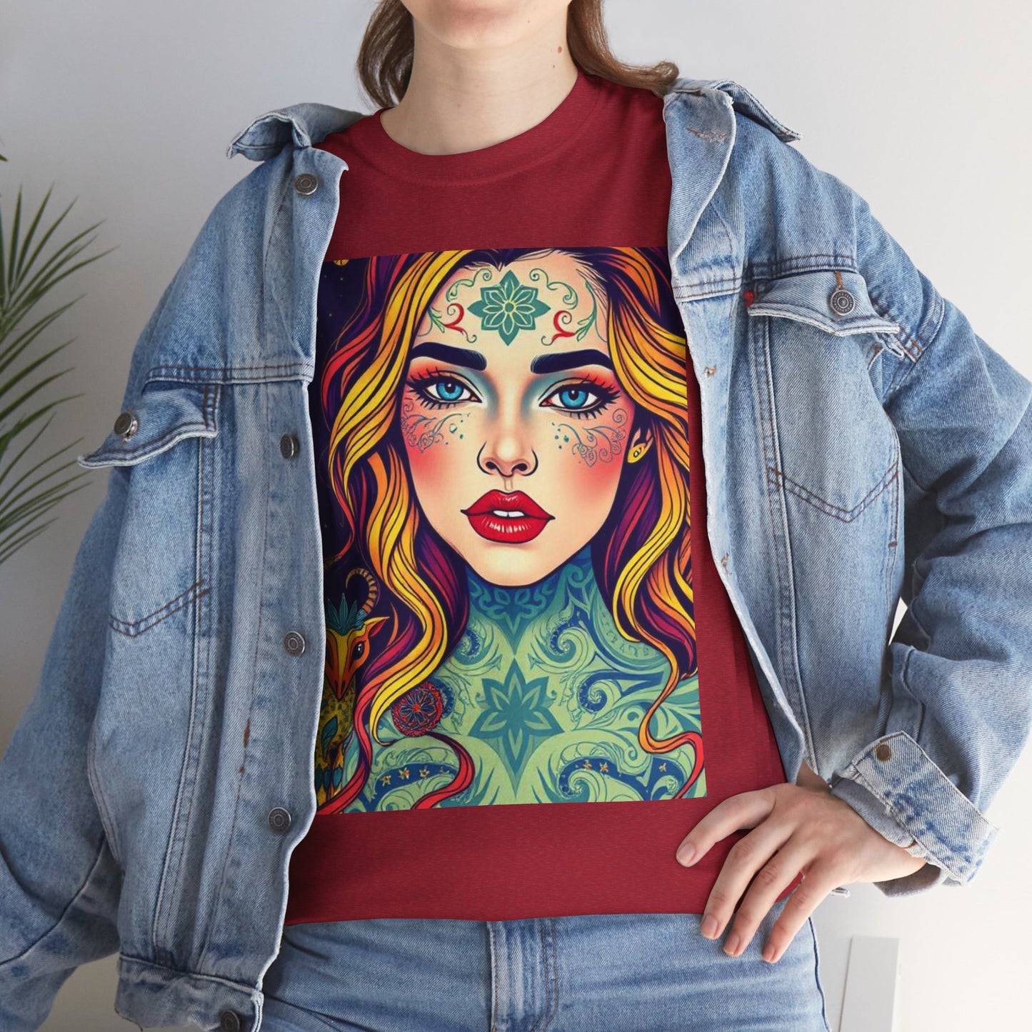Unisex Heavy Cotton T-Shirt, Aquarius, Zodiac v2, Sexy Art