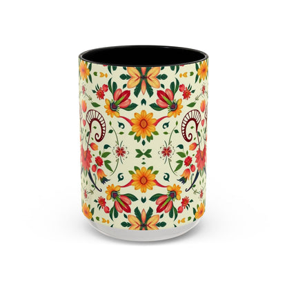Accent Coffee Mug, Aries, Zodiac, Flower Pattern, (11, 15oz)