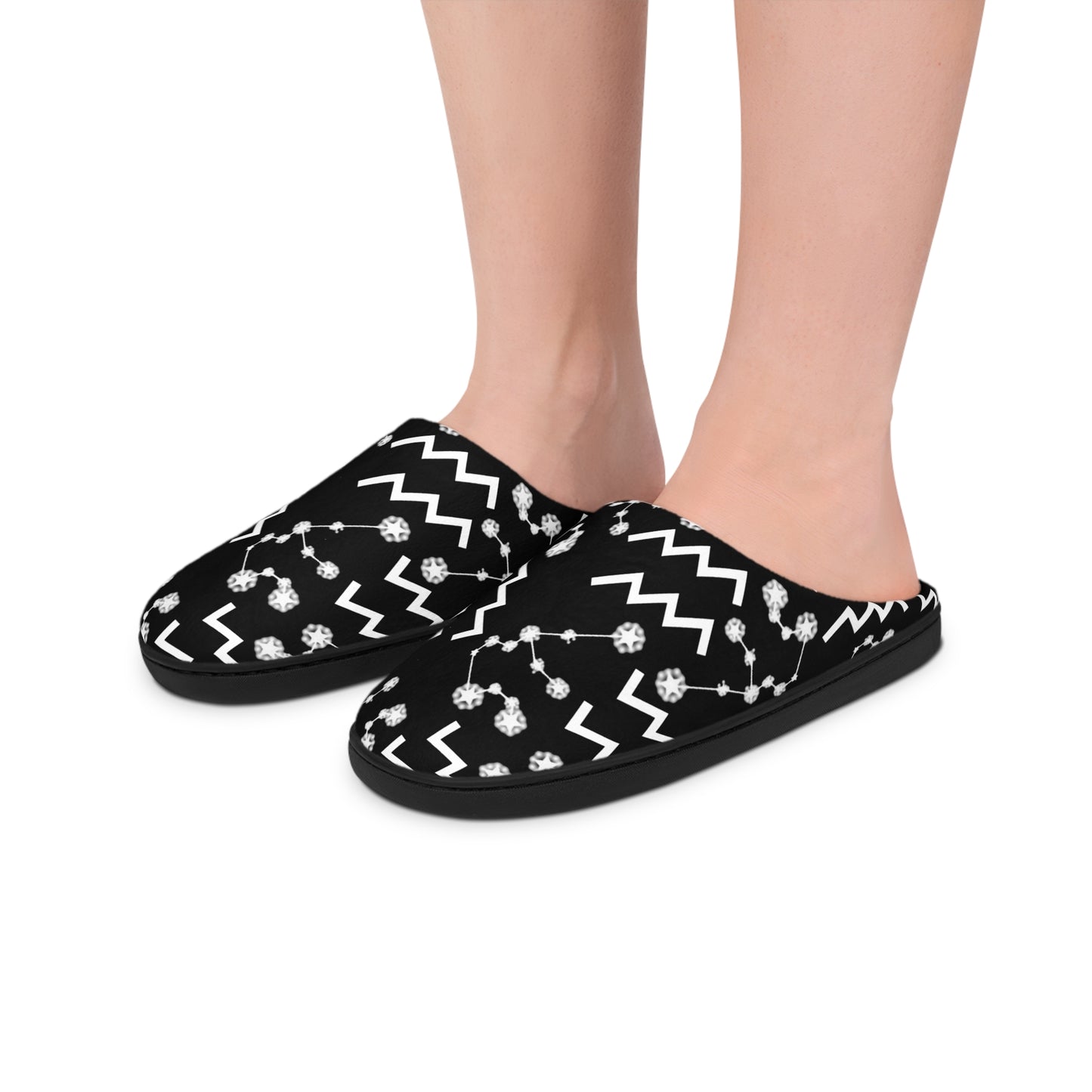 Women's Indoor Slippers, Aquarius Zodiac Sign, 100% polyester, Outer-layer and lining