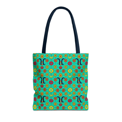 Tote Bag, (AOP), Aquarius, Zodiac, Flower Pattern