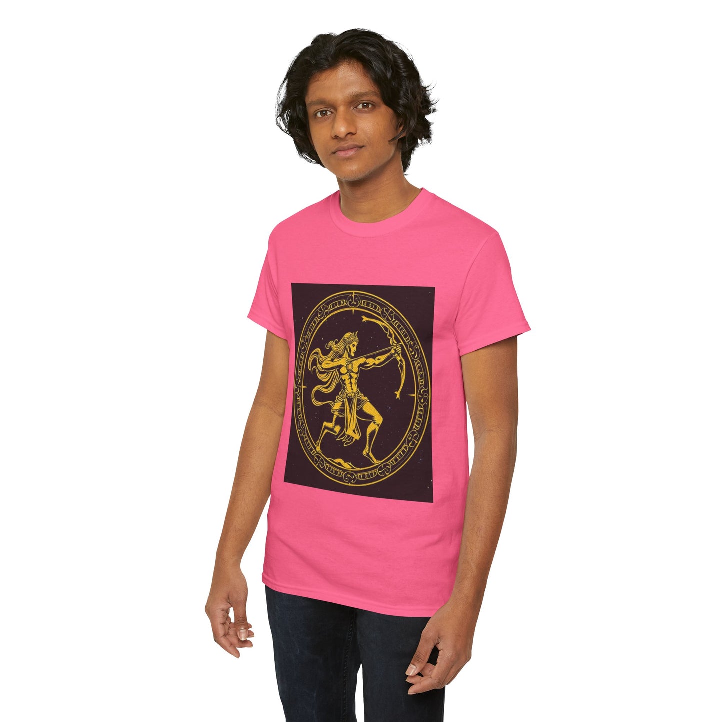 Unisex Heavy Cotton T-Shirt, Mythical Faun/Satyr, Sagittarius Zodiac Design