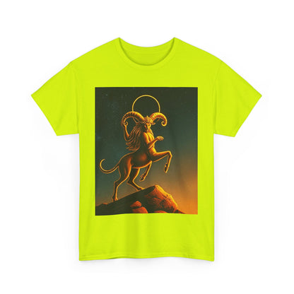 Unisex Heavy Cotton T-Shirt, Mountain Top, Aries Zodiac Design