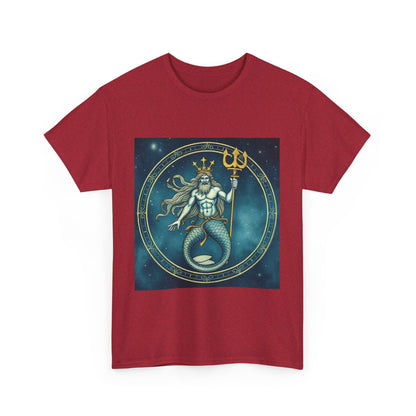 Unisex Heavy Cotton T-Shirt, Aquarius God 6v, Zodiac Design