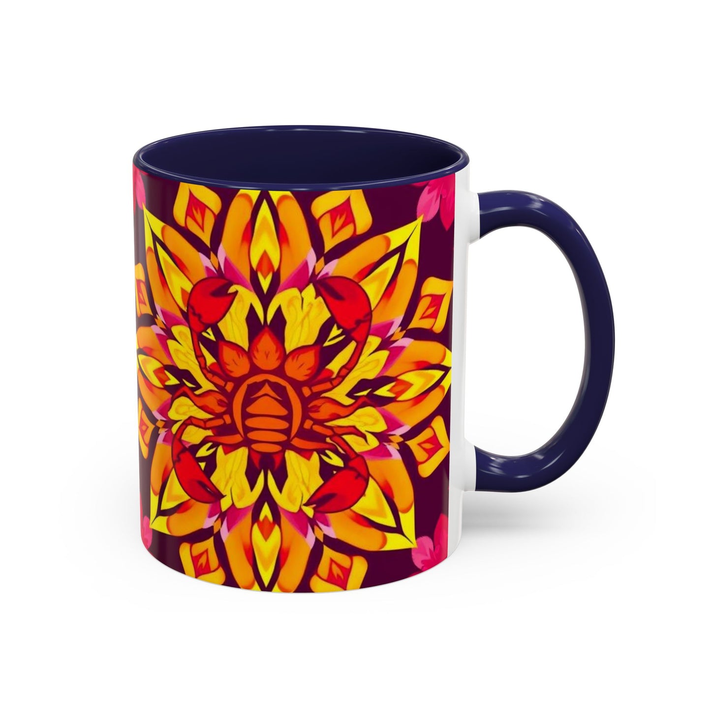 Accent Coffee Mug, Scorpio, Zodiac v1. Flower Pattern, (11, 15oz)