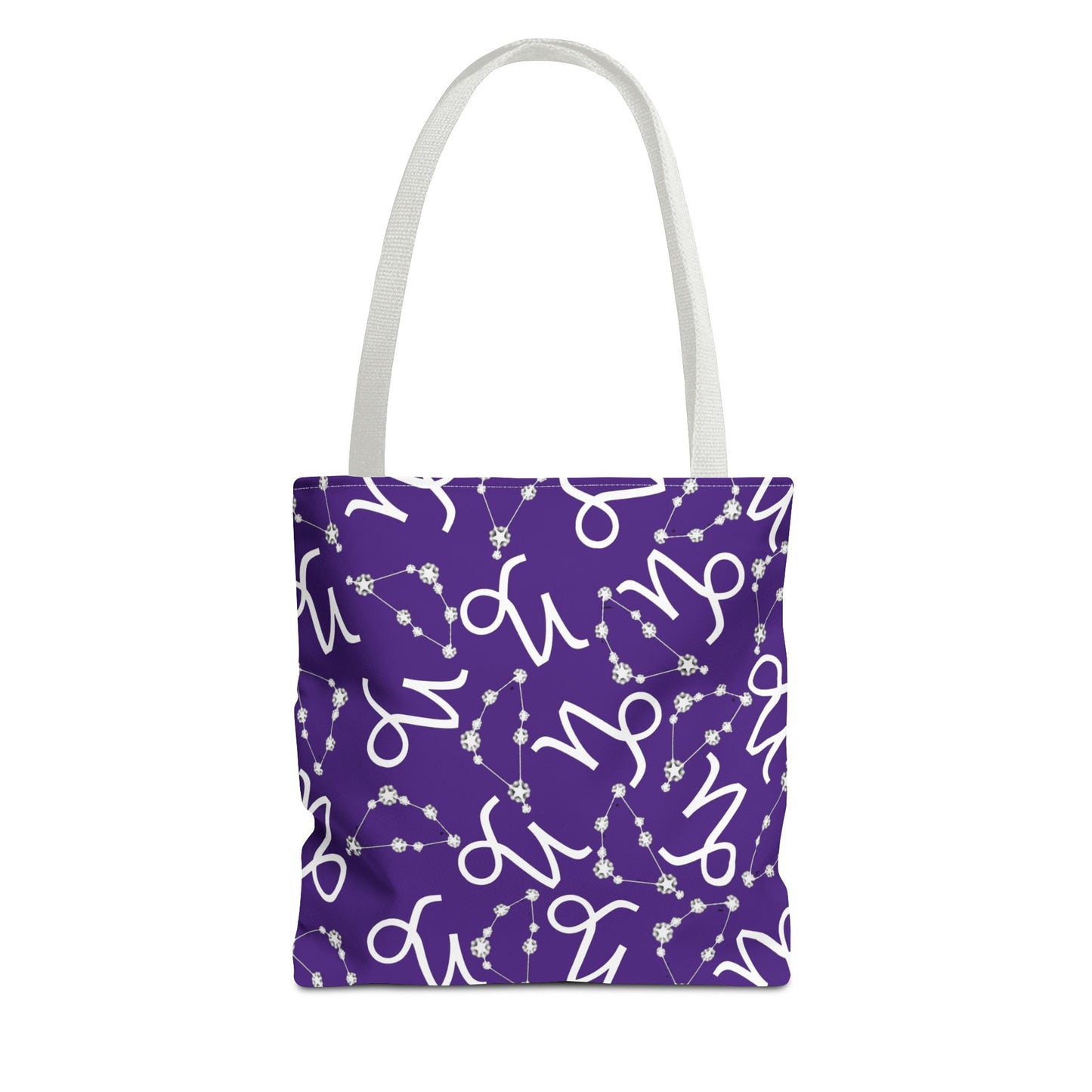 Tote Bag, Capricorn Zodiac Sign, AOP, (Purple, White)