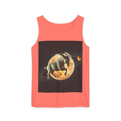 Unisex Garment-Dyed, Tank Top, Taurus Design, Planet Animal, 100% US cotton