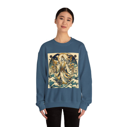 Unisex Heavy Blend™ Crewneck Sweatshirt, Anime Capricorn God,  Zodiac Design