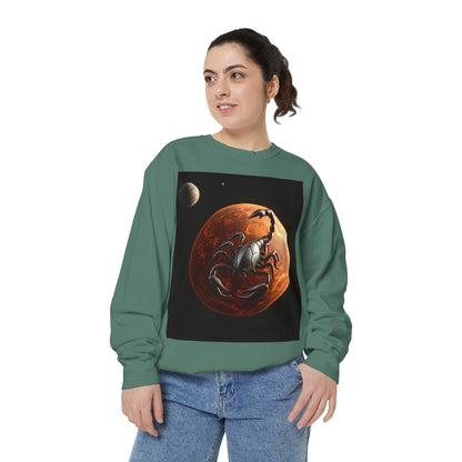 Garment-Dyed Sweatshirt, Unisex, Space Animal Design, Scorpio