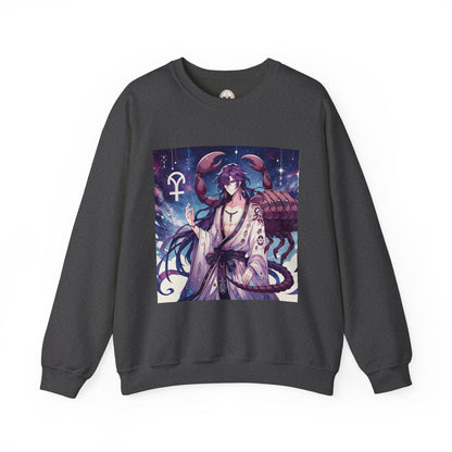 Unisex Heavy Blend™ Crewneck Sweatshirt, Scorpio Zodiac Design, purple scorpion anime